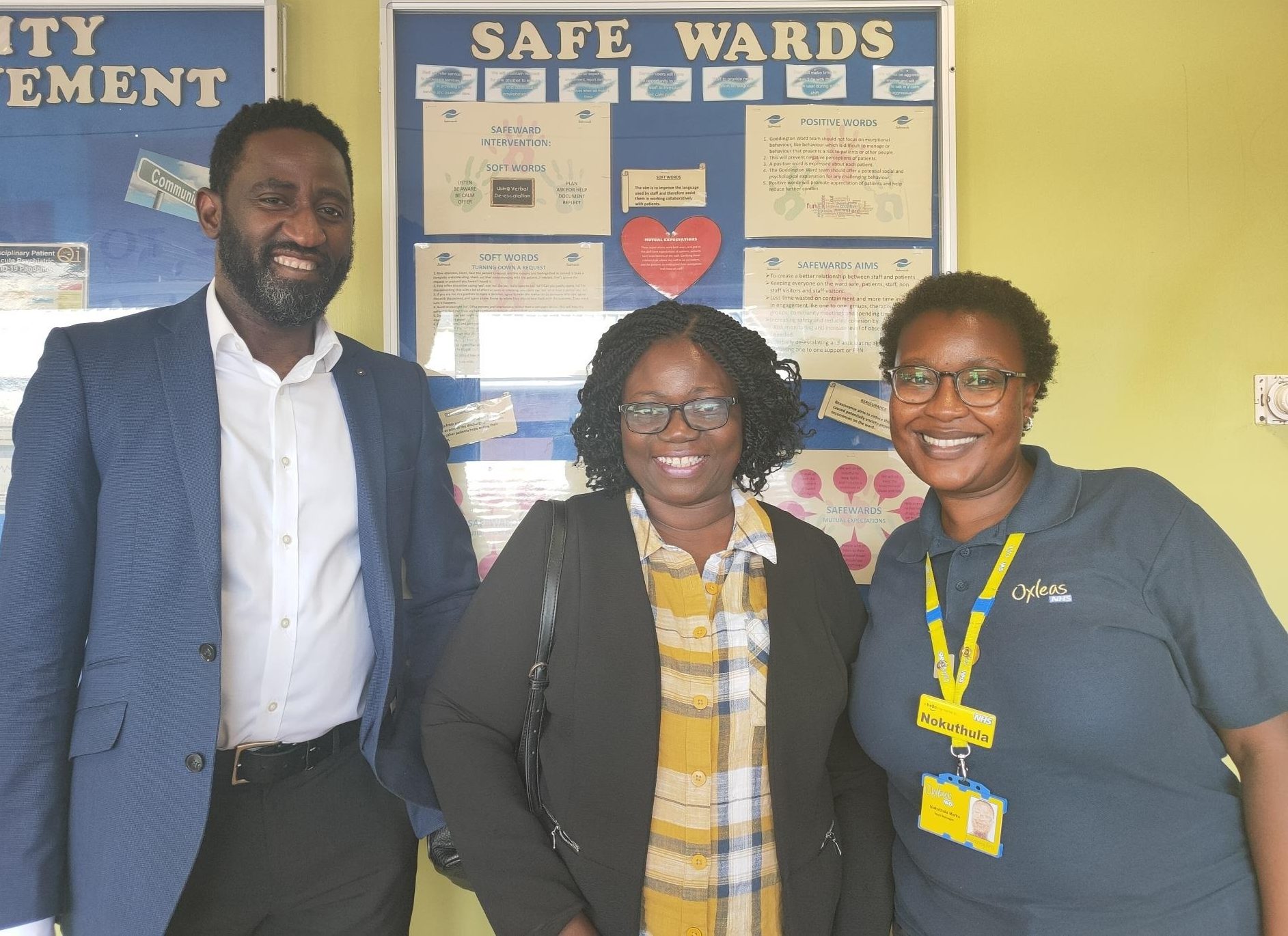 Image of Ayo, Nokuthula and Igoche at the Goddington site visit