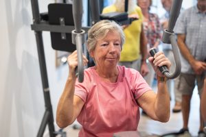 Woman using an exercise machine