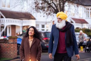 Man and woman walking